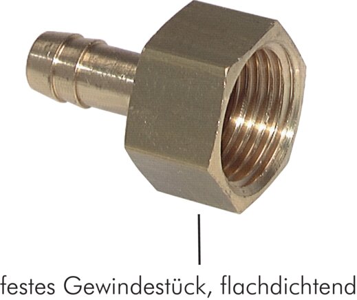 Exemplarische Darstellung: Aufschraubschlauchtülle, festes Innengewinde, Messing